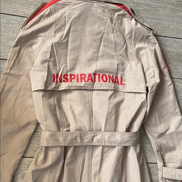 Bershka Tan Trench Coat with Red Details M/L - Picture 3 of 3